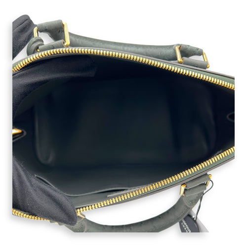 Alma Top Handle Bag PM Grey in Ostrich, Gold hardware