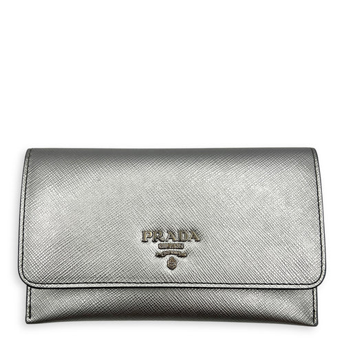 SAFFIANO WALLET Wallet Silver in Calfskin, Silver hardware