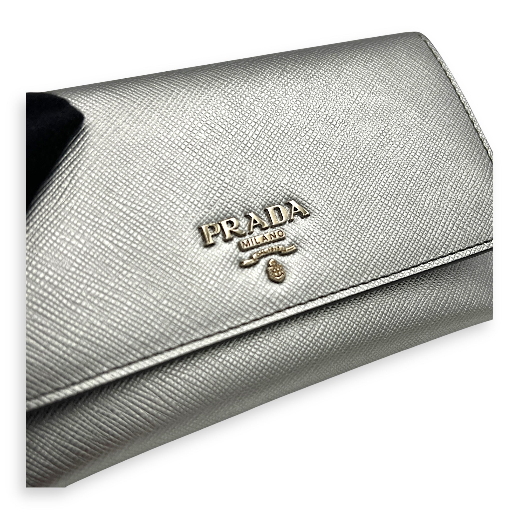 SAFFIANO WALLET Wallet Silver in Calfskin, Silver hardware