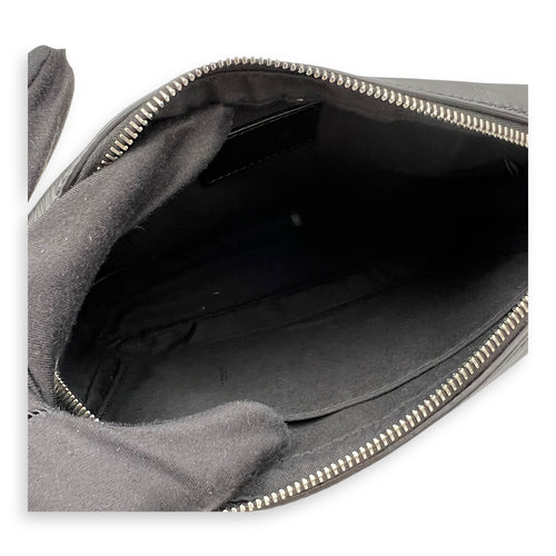 Camera Black Crossbody Bag in Coated Canvas, Silver hardware