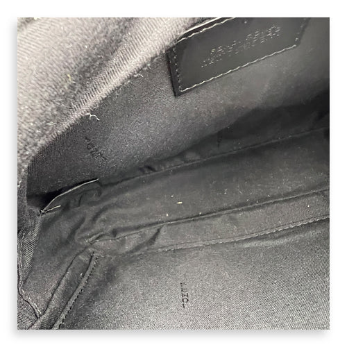 Camera Black Crossbody Bag in Coated Canvas, Silver hardware