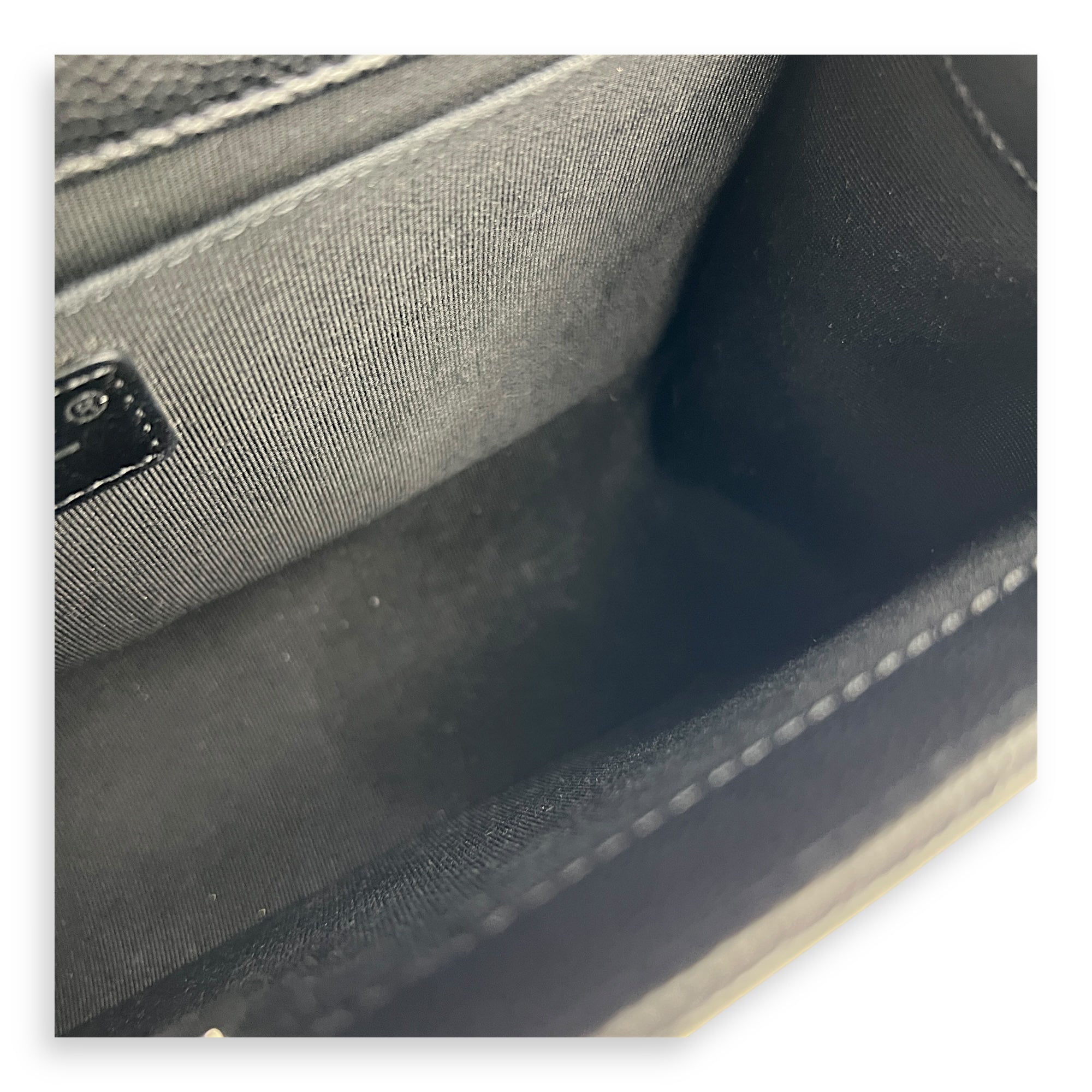 Boy Shoulder Bag Medium Black in Caviar Leather, Ruthenium hardware