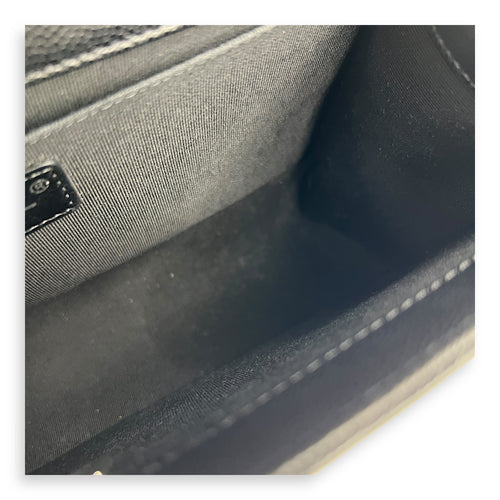 Boy Shoulder Bag Medium Black in Caviar Leather, Ruthenium hardware