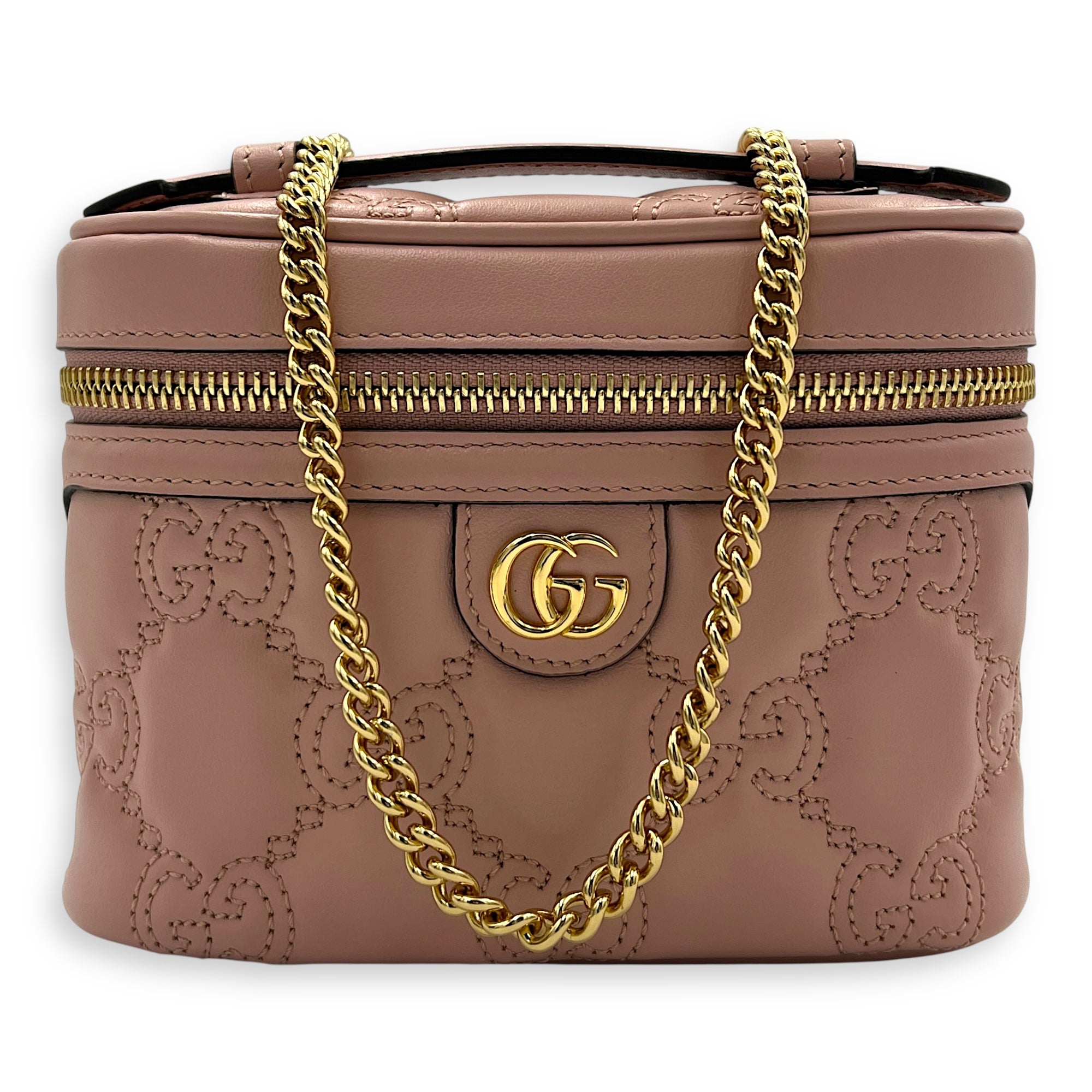GG Vanity Bag Pink in Calfskin, Gold hardware