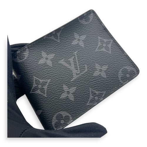 Eclipse Bifold Black Wallet in Coated Canvas