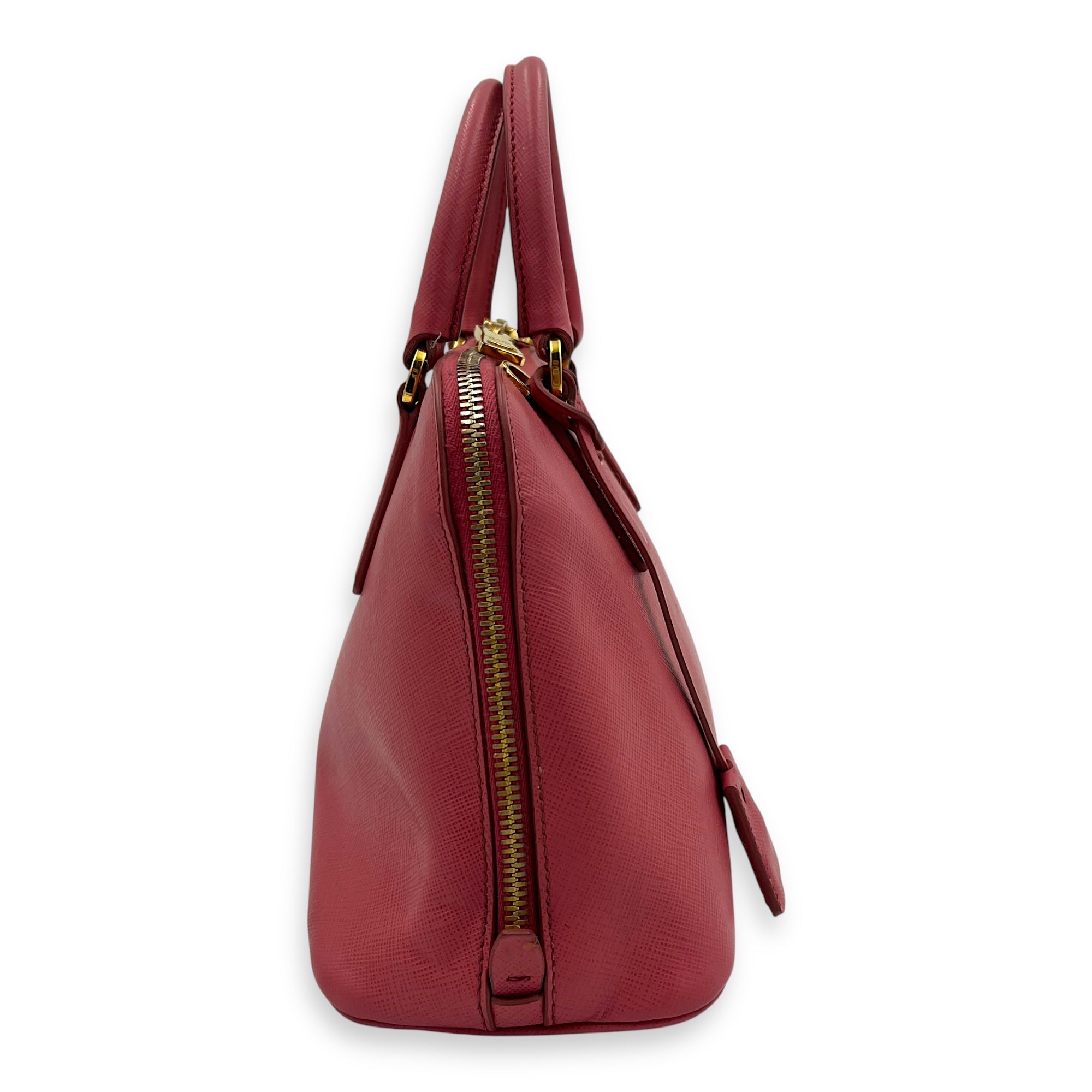 Promenade  Top Handle Bag Pink in Saffiano Leather, Gold hardware