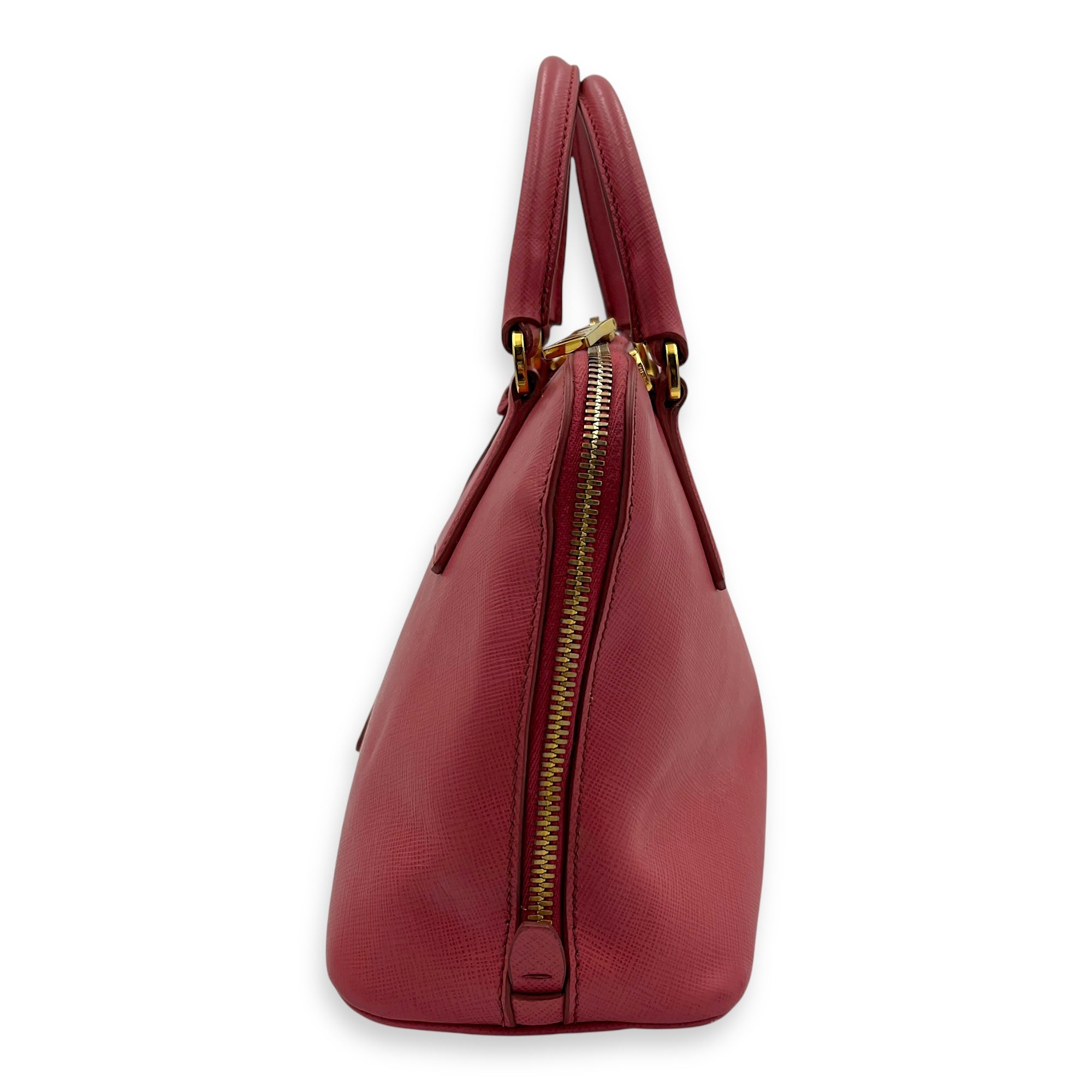 Promenade  Top Handle Bag Pink in Saffiano Leather, Gold hardware