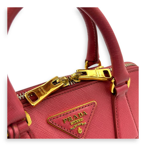 Promenade  Top Handle Bag Pink in Saffiano Leather, Gold hardware