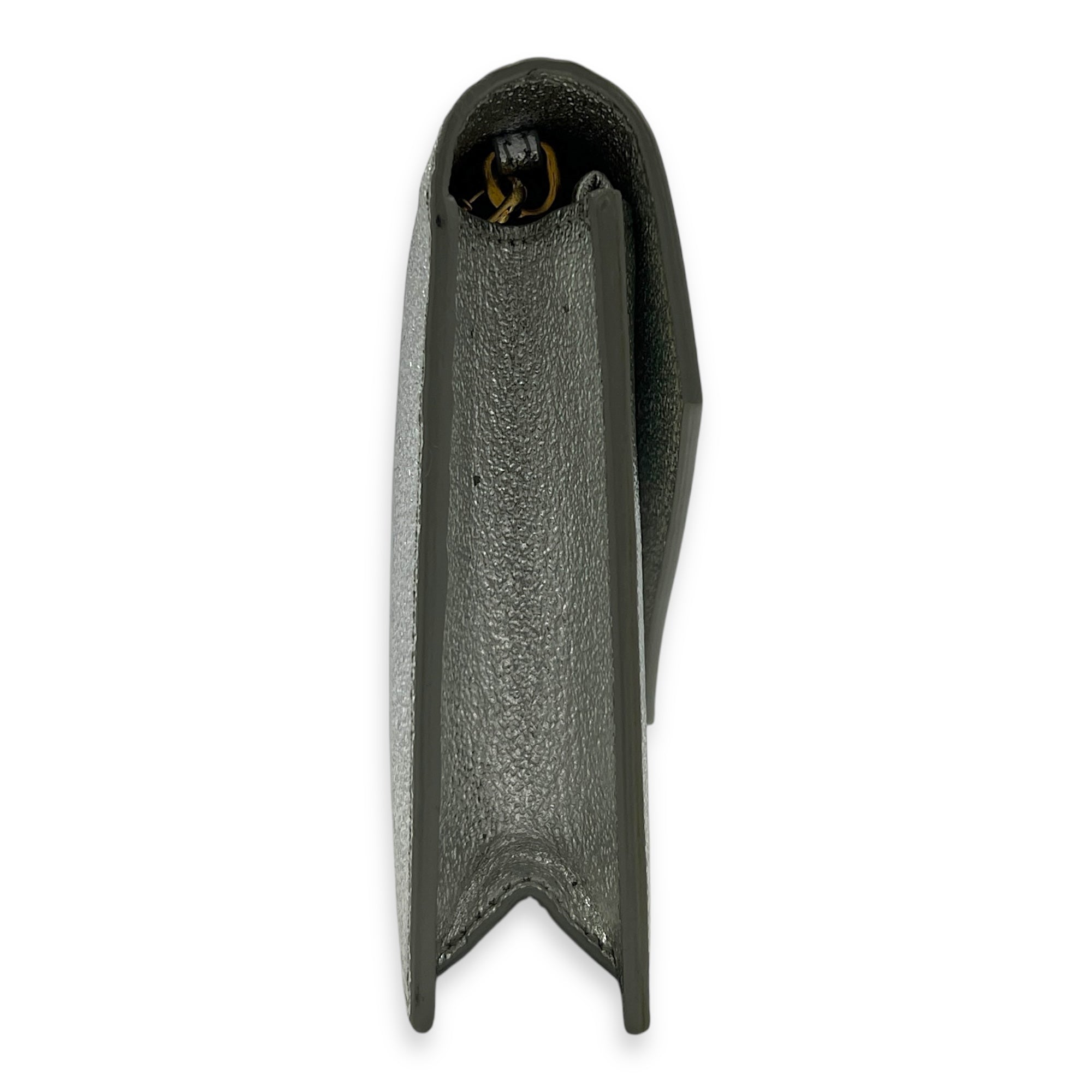 Logo Wallet On Chain Silver in Calfskin, Gold hardware