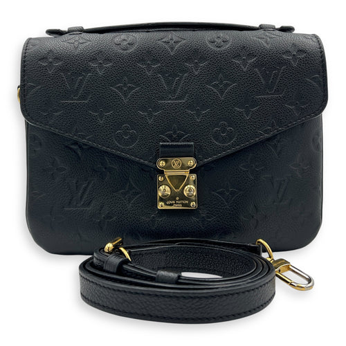 Metis Shoulder Bag Black in Empreinte Leather, Gold hardware