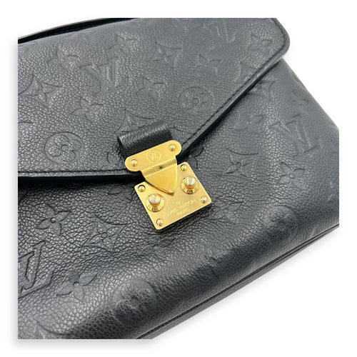 Metis Shoulder Bag Black in Empreinte Leather, Gold hardware