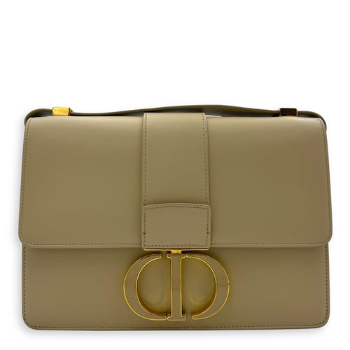 30 Montaigne Beige Shoulder Bag in Calfskin, Gold hardware