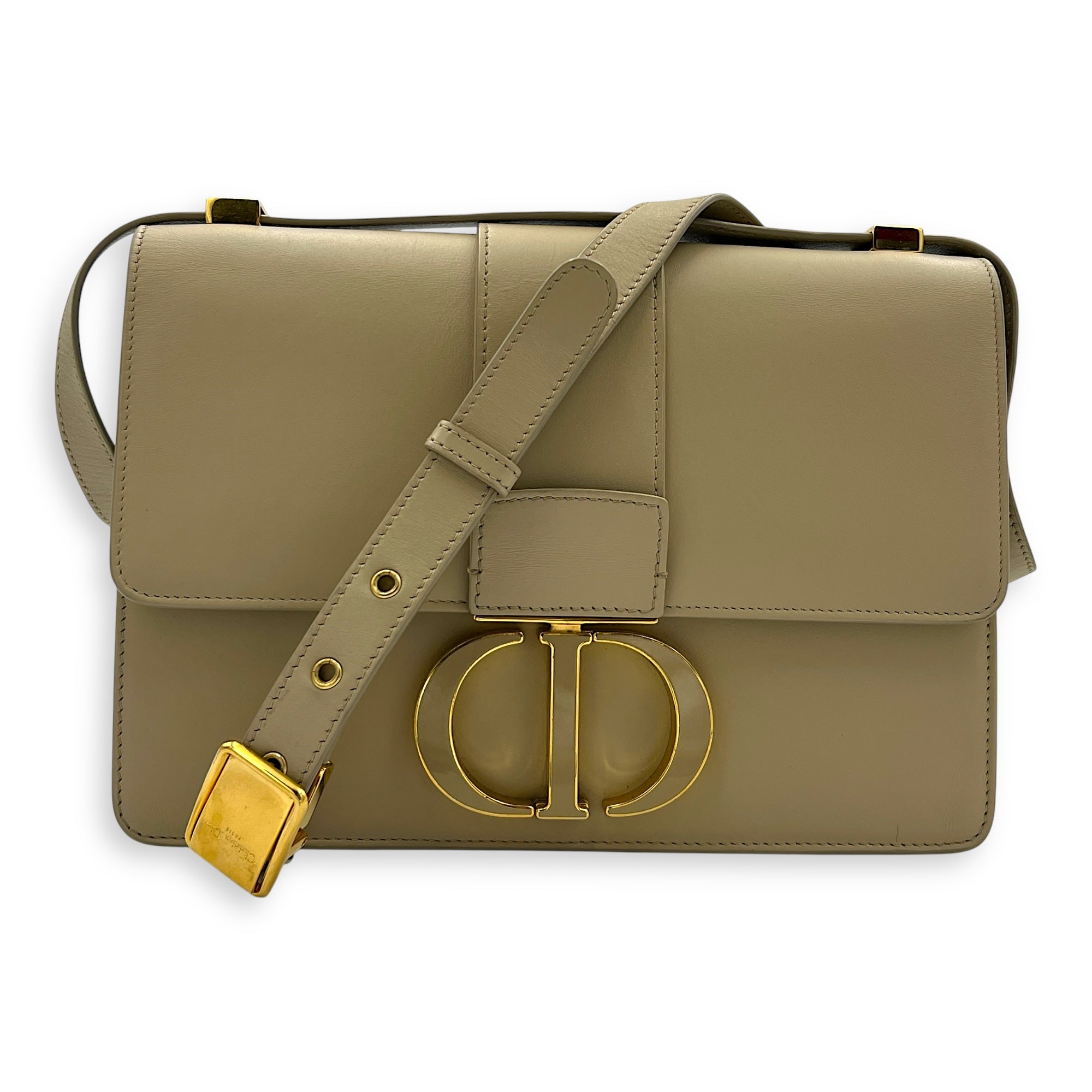 30 Montaigne Beige Shoulder Bag in Calfskin, Gold hardware