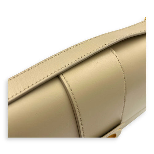 30 Montaigne Beige Shoulder Bag in Calfskin, Gold hardware