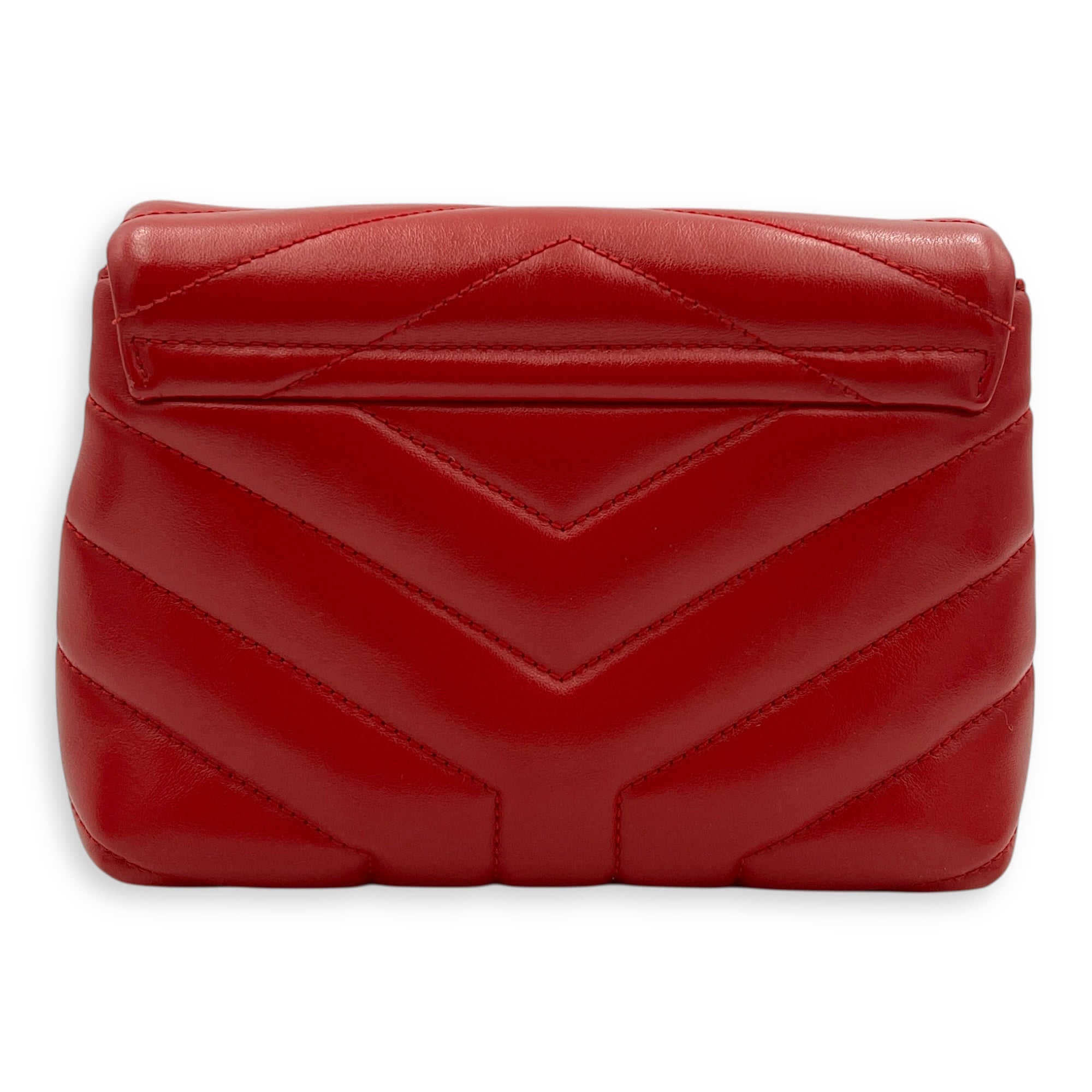 Loulou Toy Red Crossbody Bag in Calfskin, Silver hardware