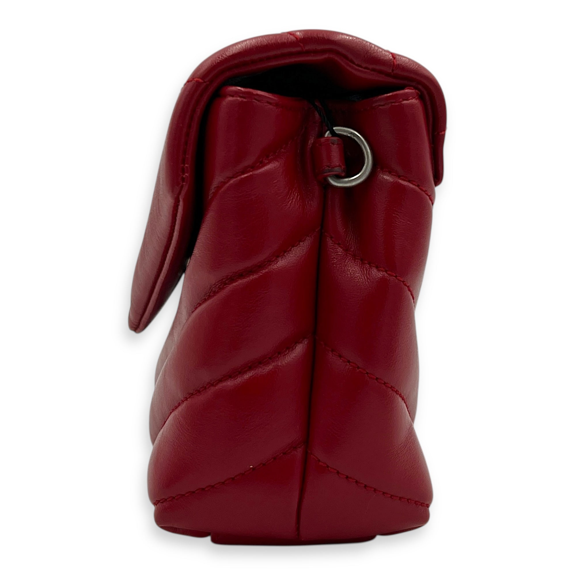 Loulou Toy Red Crossbody Bag in Calfskin, Silver hardware