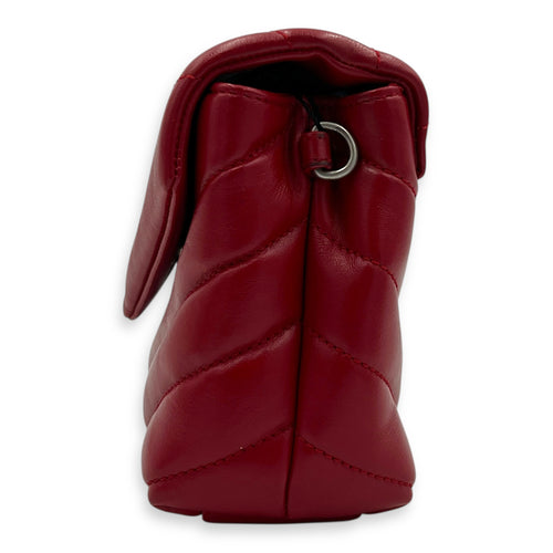 Loulou Toy Red Crossbody Bag in Calfskin, Silver hardware