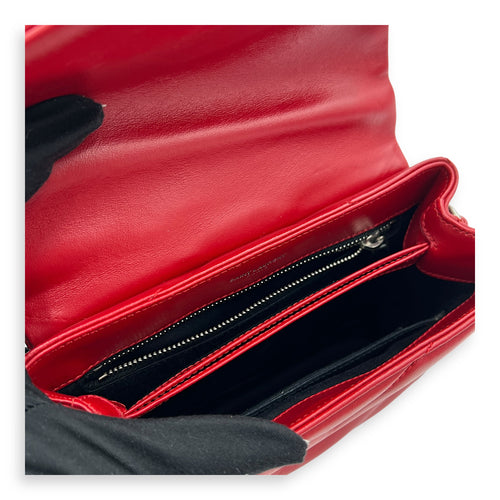 Loulou Toy Red Crossbody Bag in Calfskin, Silver hardware