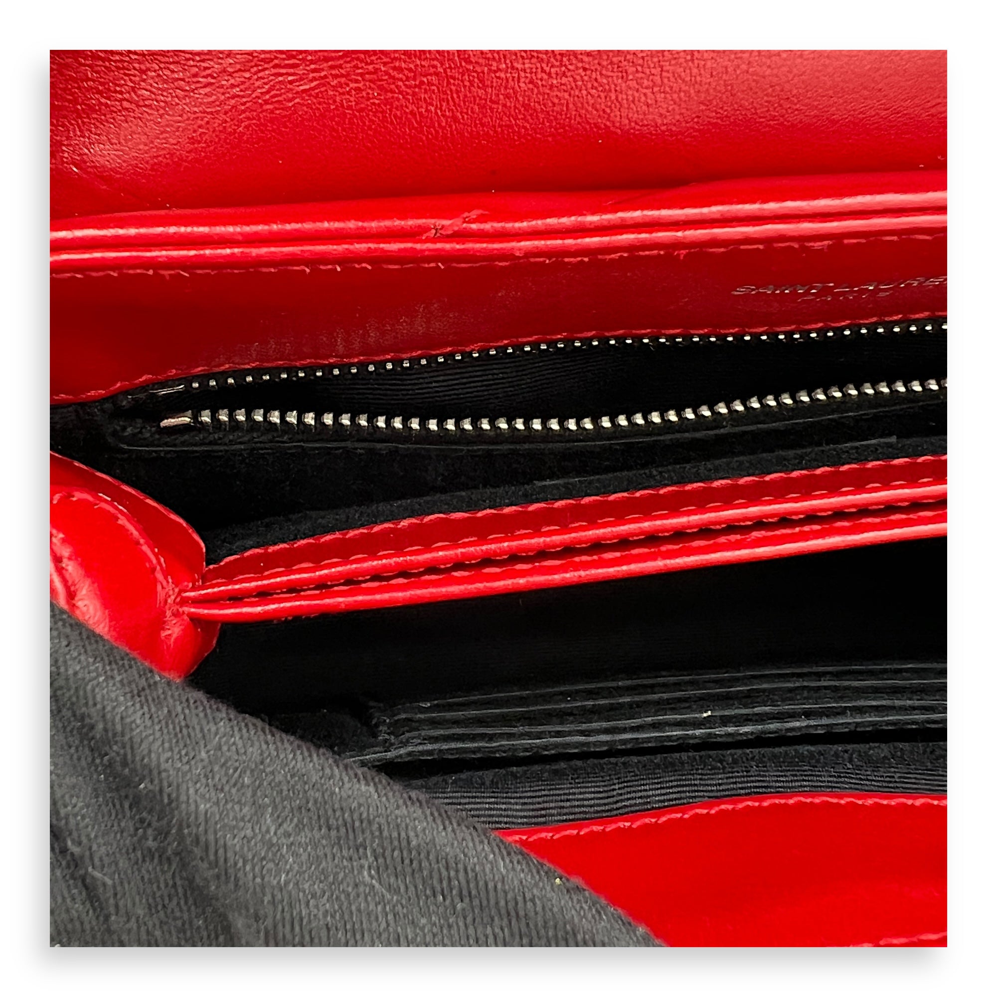 Loulou Toy Red Crossbody Bag in Calfskin, Silver hardware