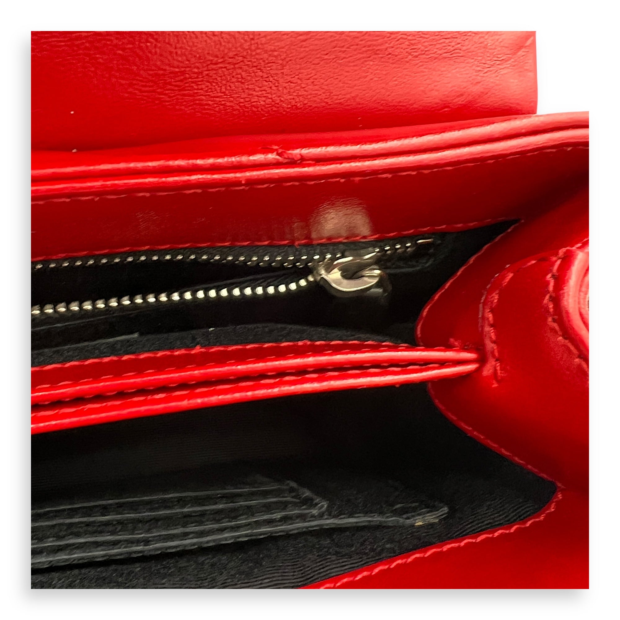 Loulou Toy Red Crossbody Bag in Calfskin, Silver hardware
