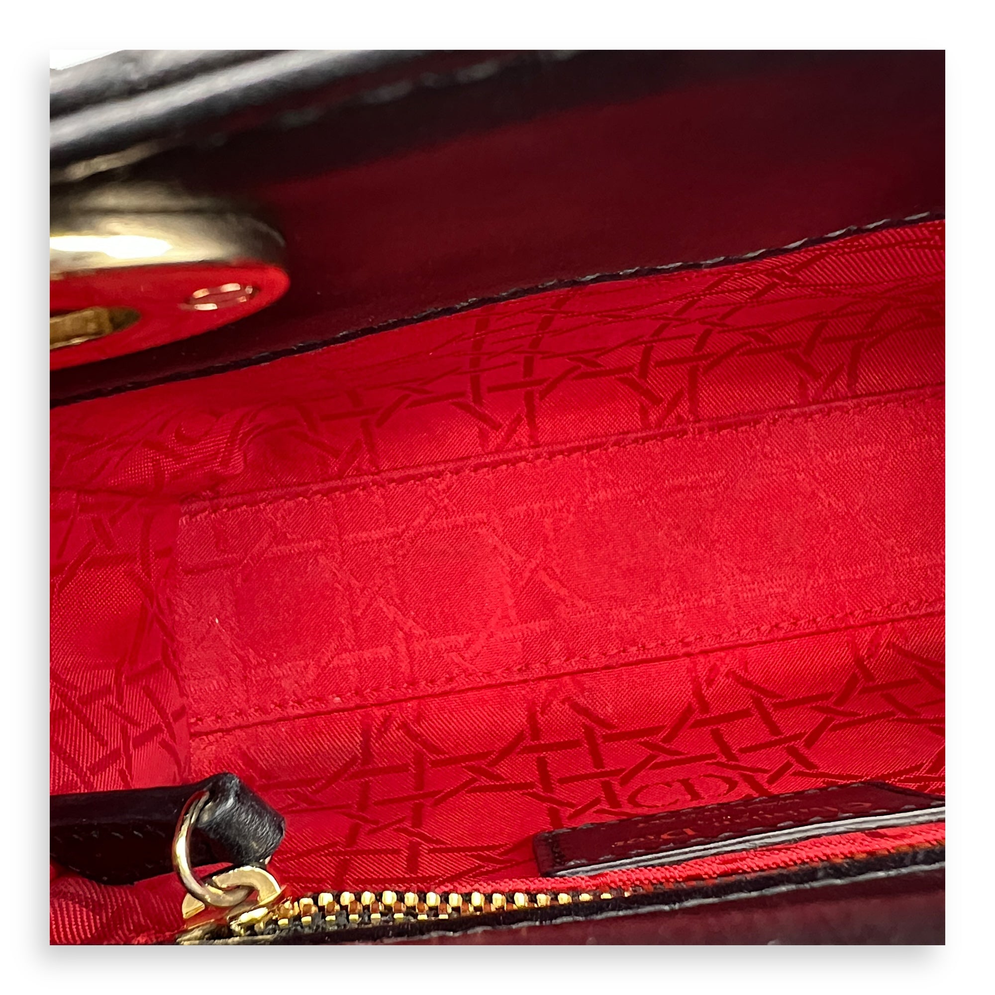 Lady Dior Top Handle Bag Mini Black in Lambskin, Gold hardware