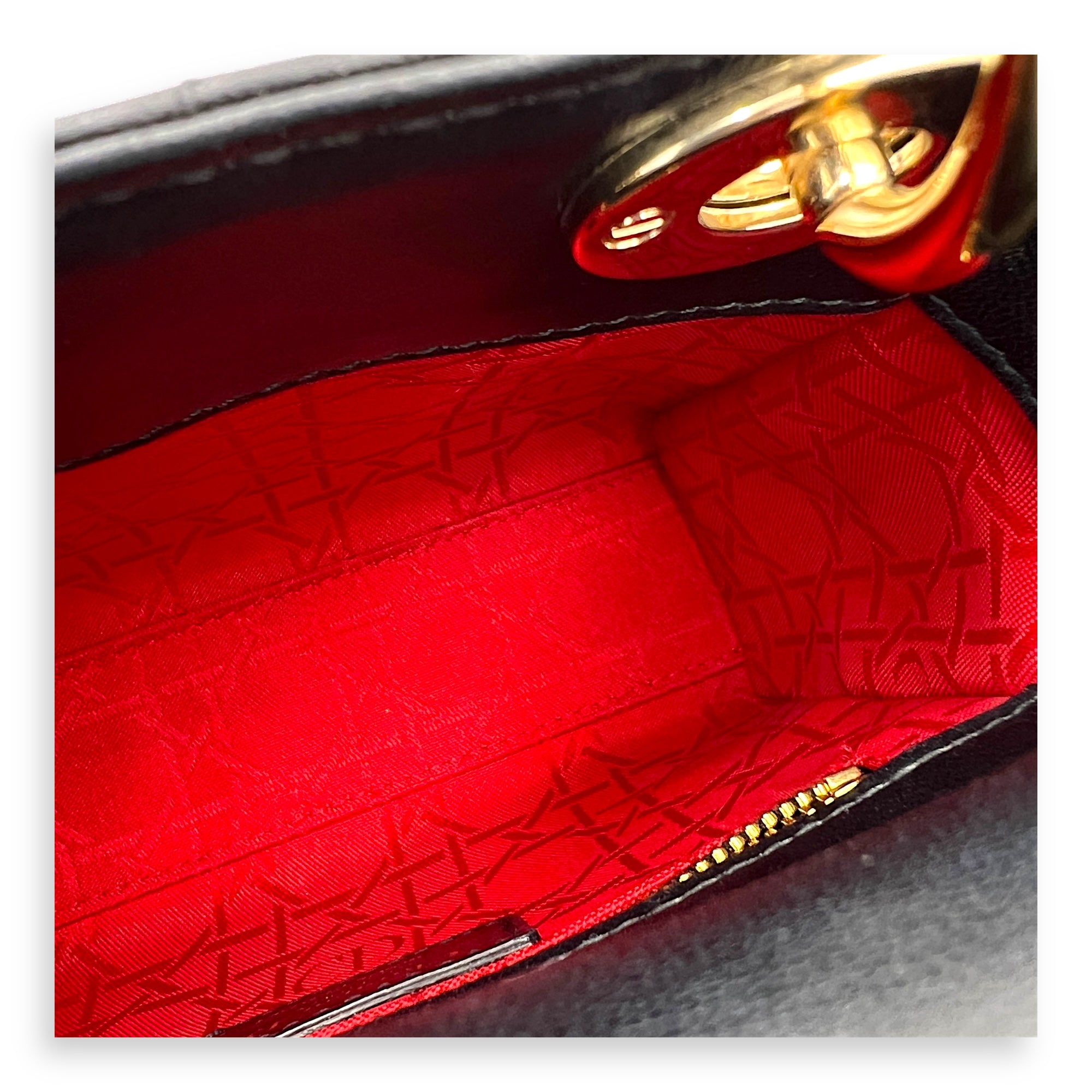 Lady Dior Top Handle Bag Mini Black in Lambskin, Gold hardware