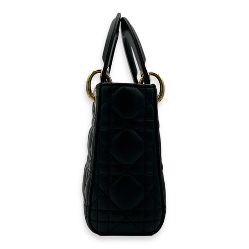 Lady Dior Top Handle Bag Mini Black in Lambskin, Gold hardware