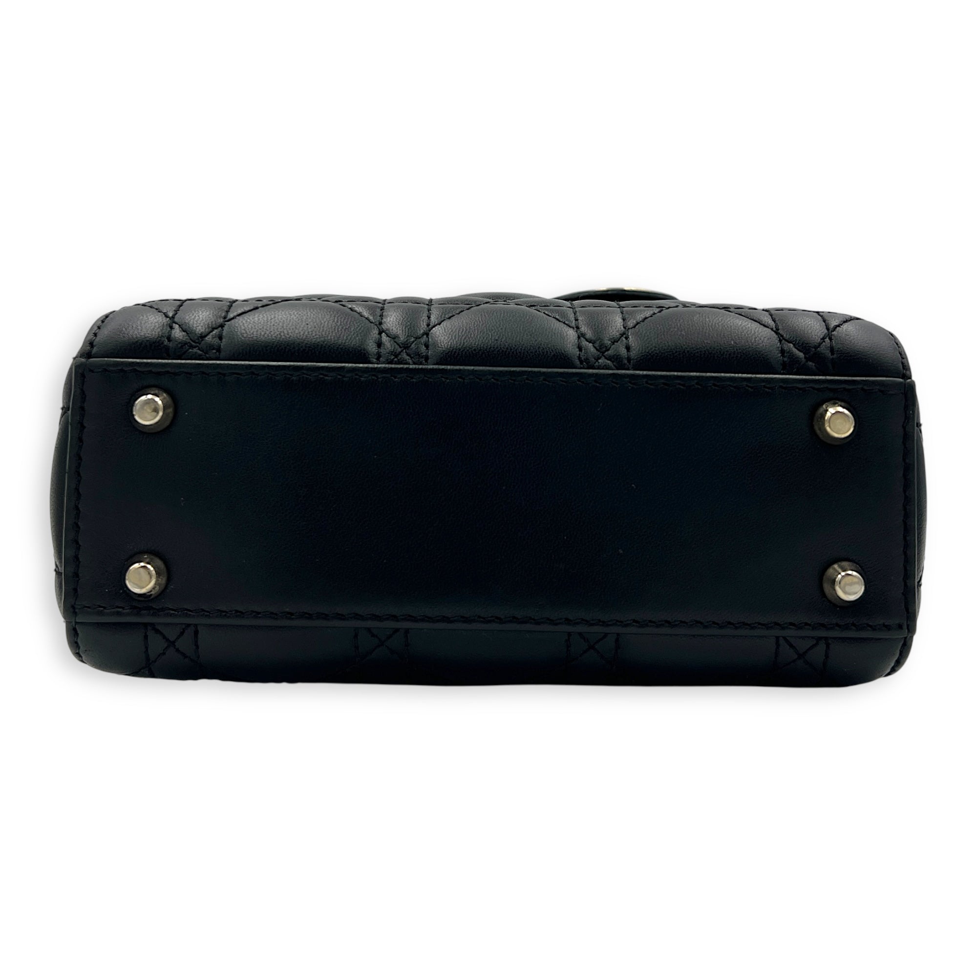 Lady Dior Top Handle Bag Mini Black in Lambskin, Gold hardware