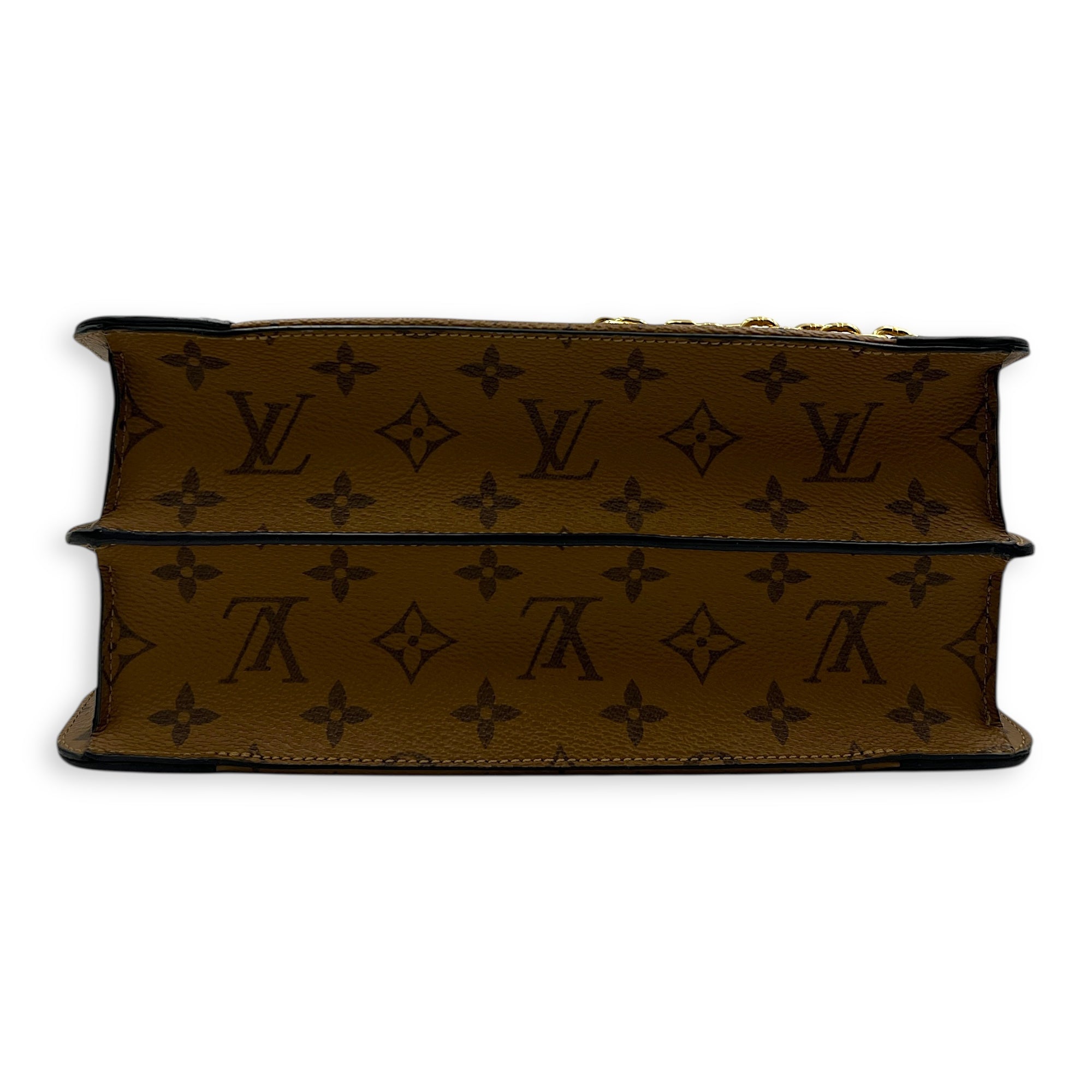 City Malle Top Handle Bag MM Brown in Coated Canvas, Gold hardware