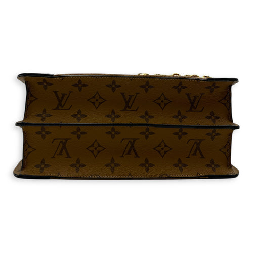 City Malle Top Handle Bag MM Brown in Coated Canvas, Gold hardware