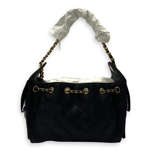 C25 Shoulder Bag Mini Black in Caviar Leather, Gold hardware