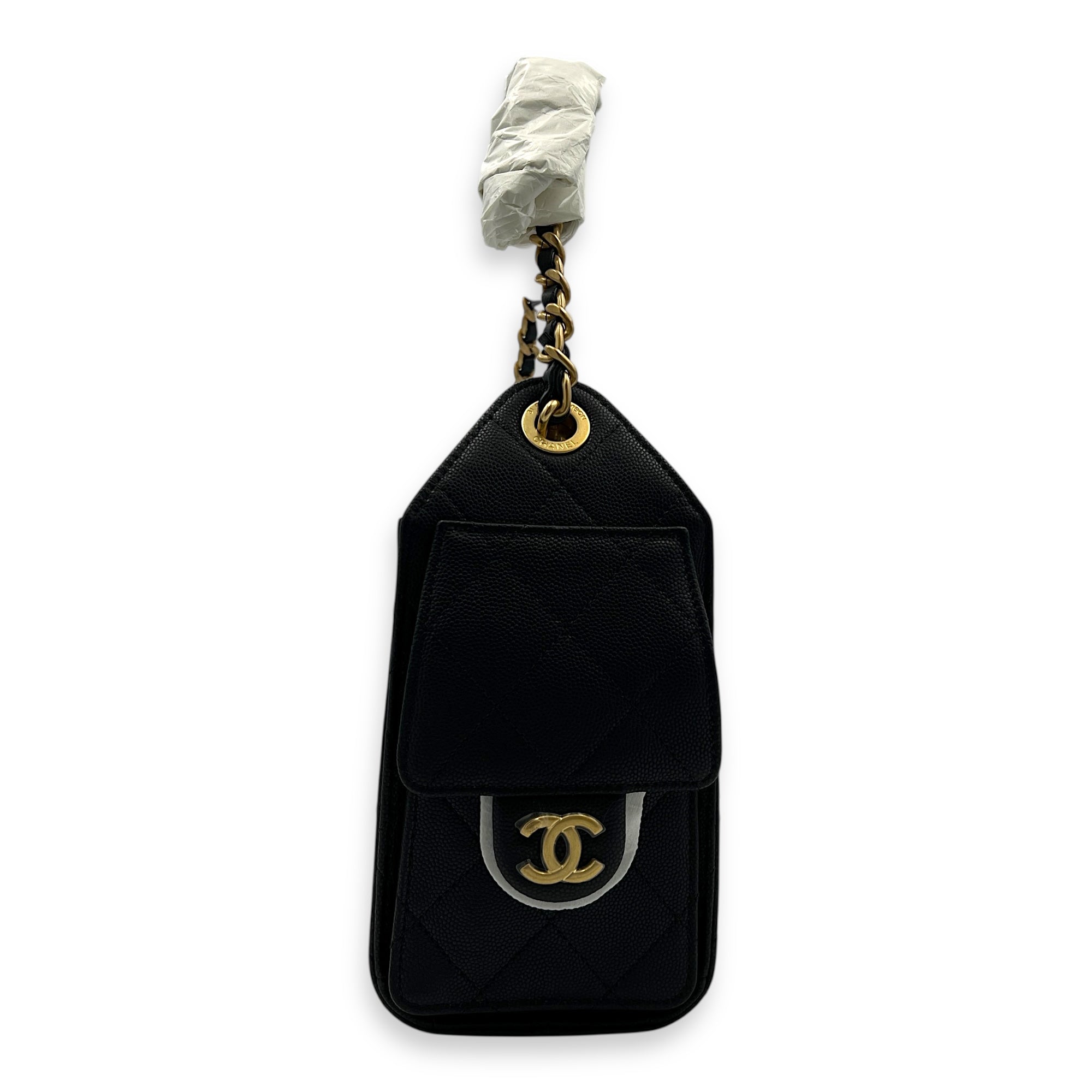 C25 Shoulder Bag Mini Black in Caviar Leather, Gold hardware