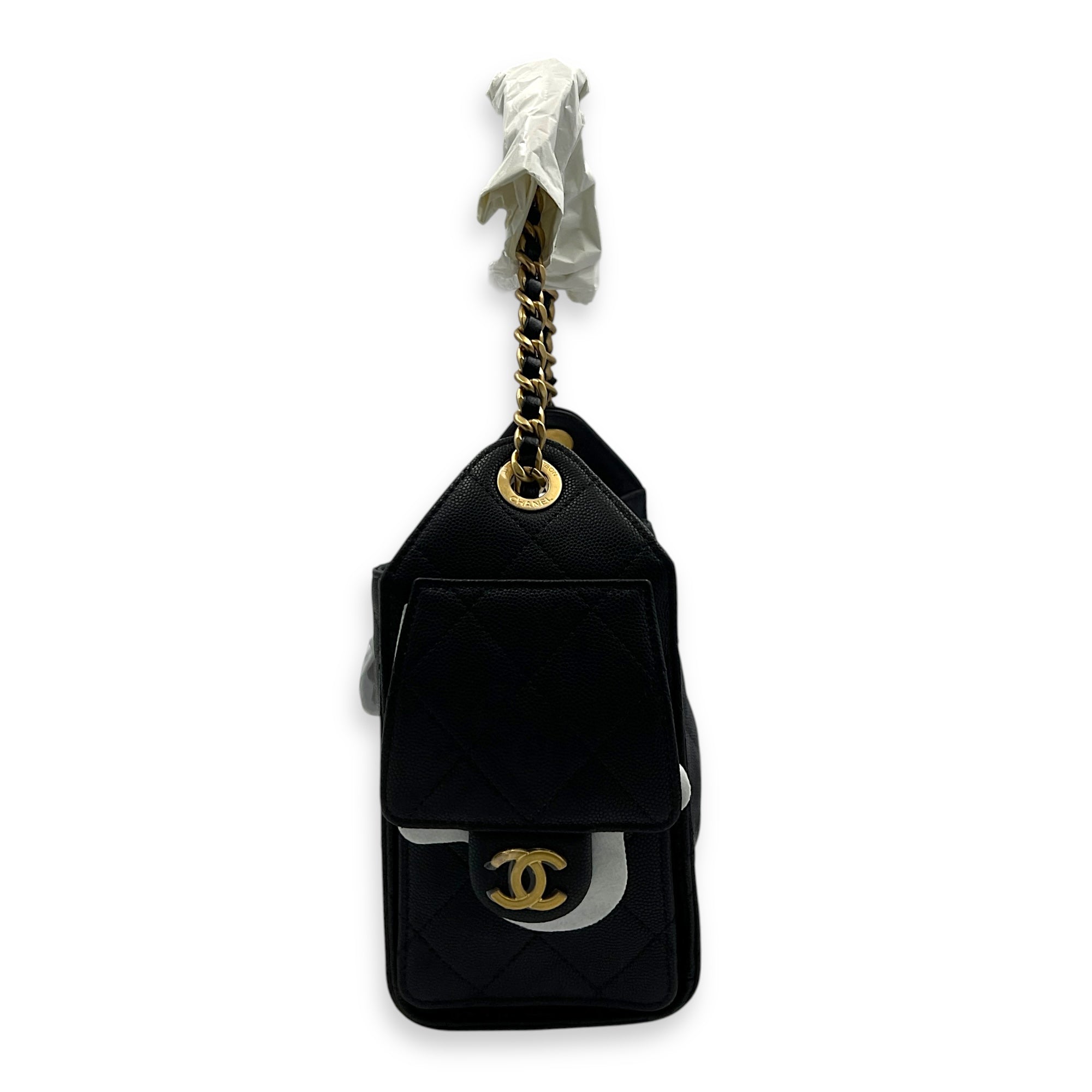 C25 Shoulder Bag Mini Black in Caviar Leather, Gold hardware