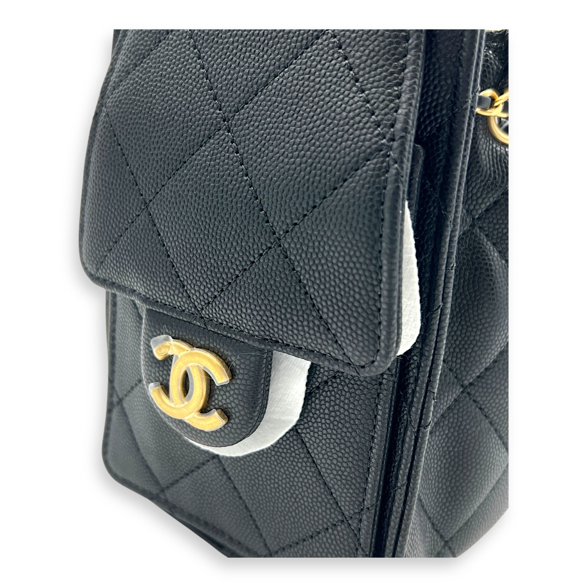 C25 Shoulder Bag Mini Black in Caviar Leather, Gold hardware