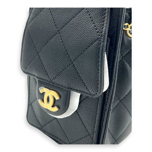 C25 Shoulder Bag Mini Black in Caviar Leather, Gold hardware