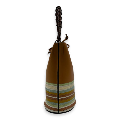 Gate Brown Bucket Bag in Calfskin, Silver hardware