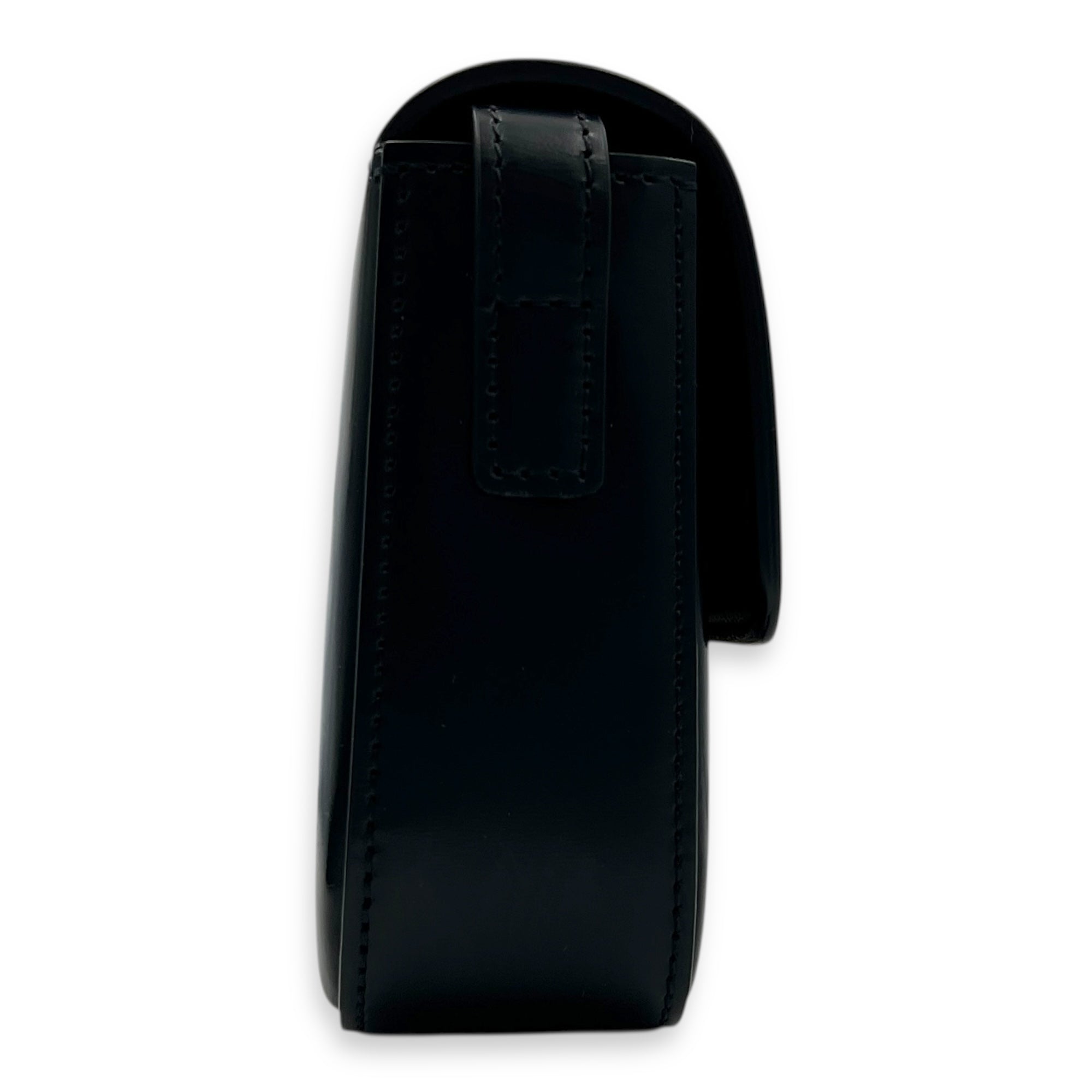 Triomphe Claude Black Shoulder Bag in Calfskin, Gold hardware