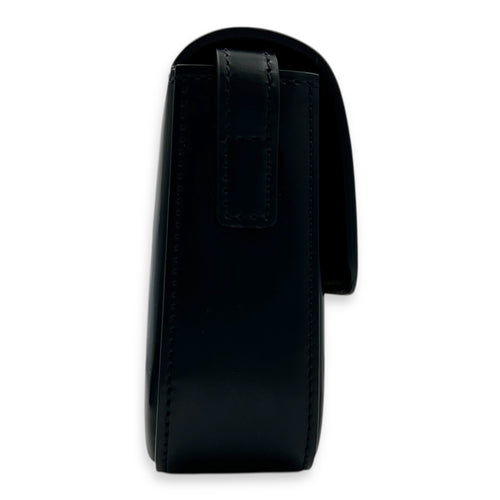 Triomphe Claude Black Shoulder Bag in Calfskin, Gold hardware