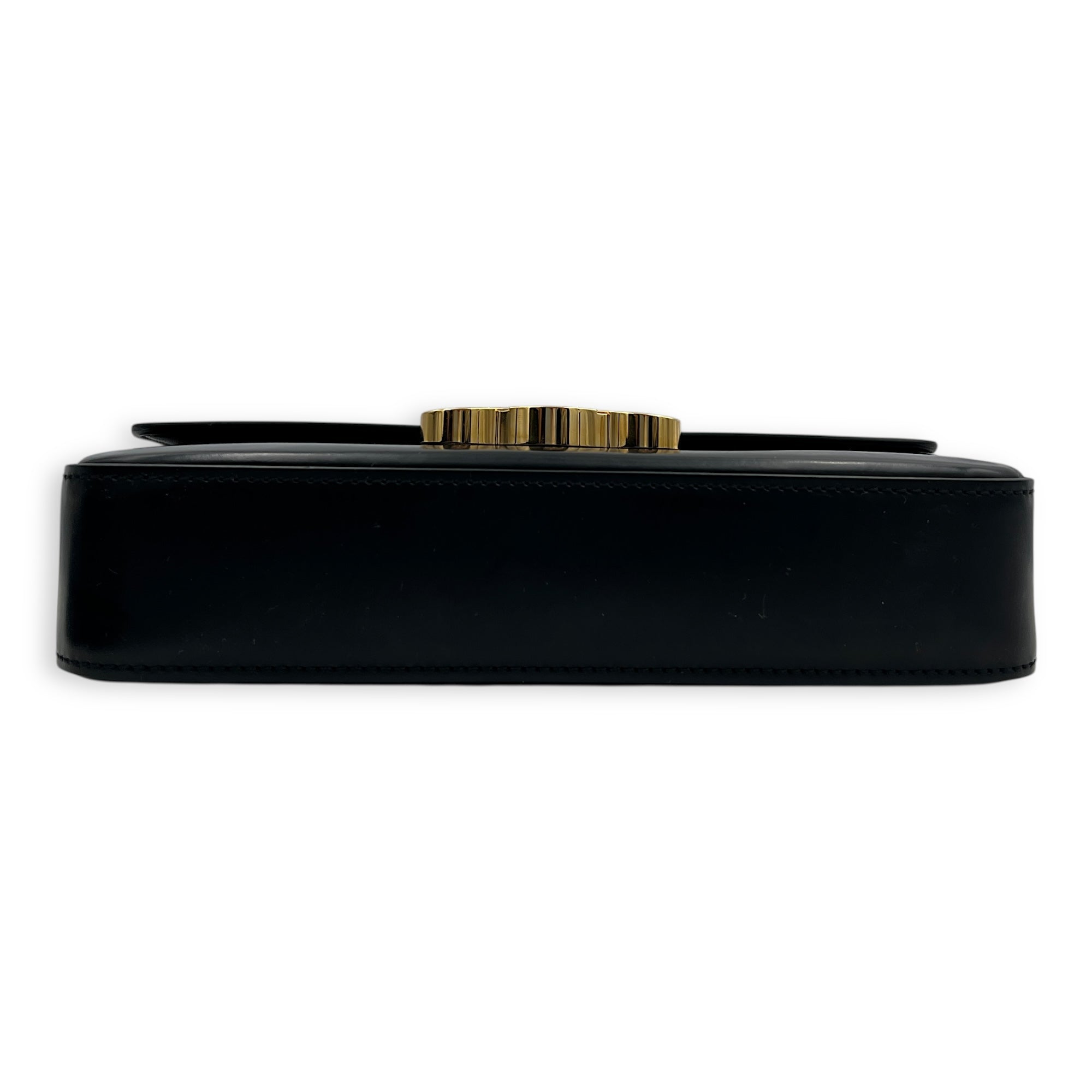 Triomphe Claude Black Shoulder Bag in Calfskin, Gold hardware
