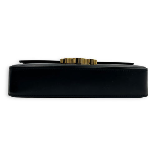 Triomphe Claude Black Shoulder Bag in Calfskin, Gold hardware