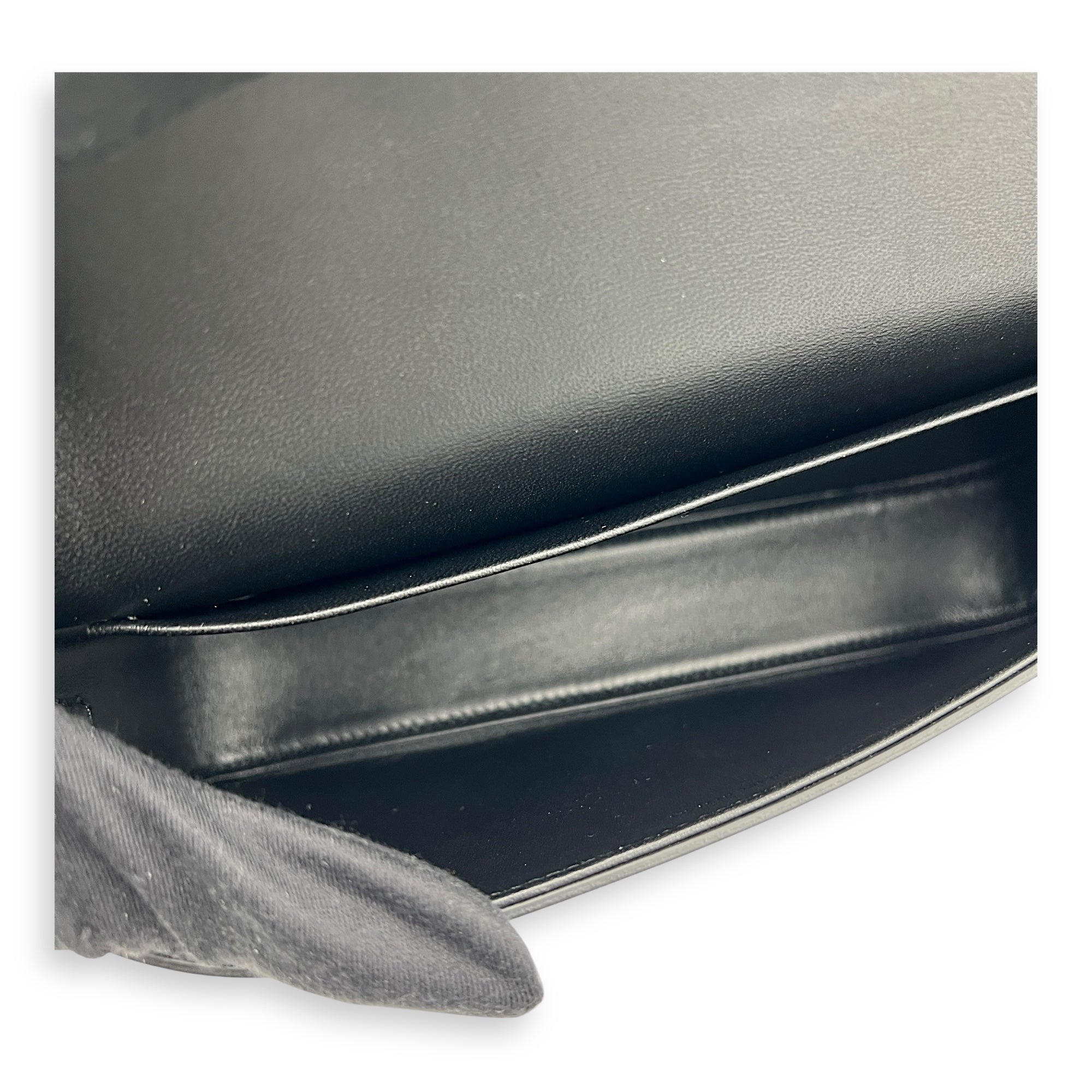 Triomphe Claude Black Shoulder Bag in Calfskin, Gold hardware