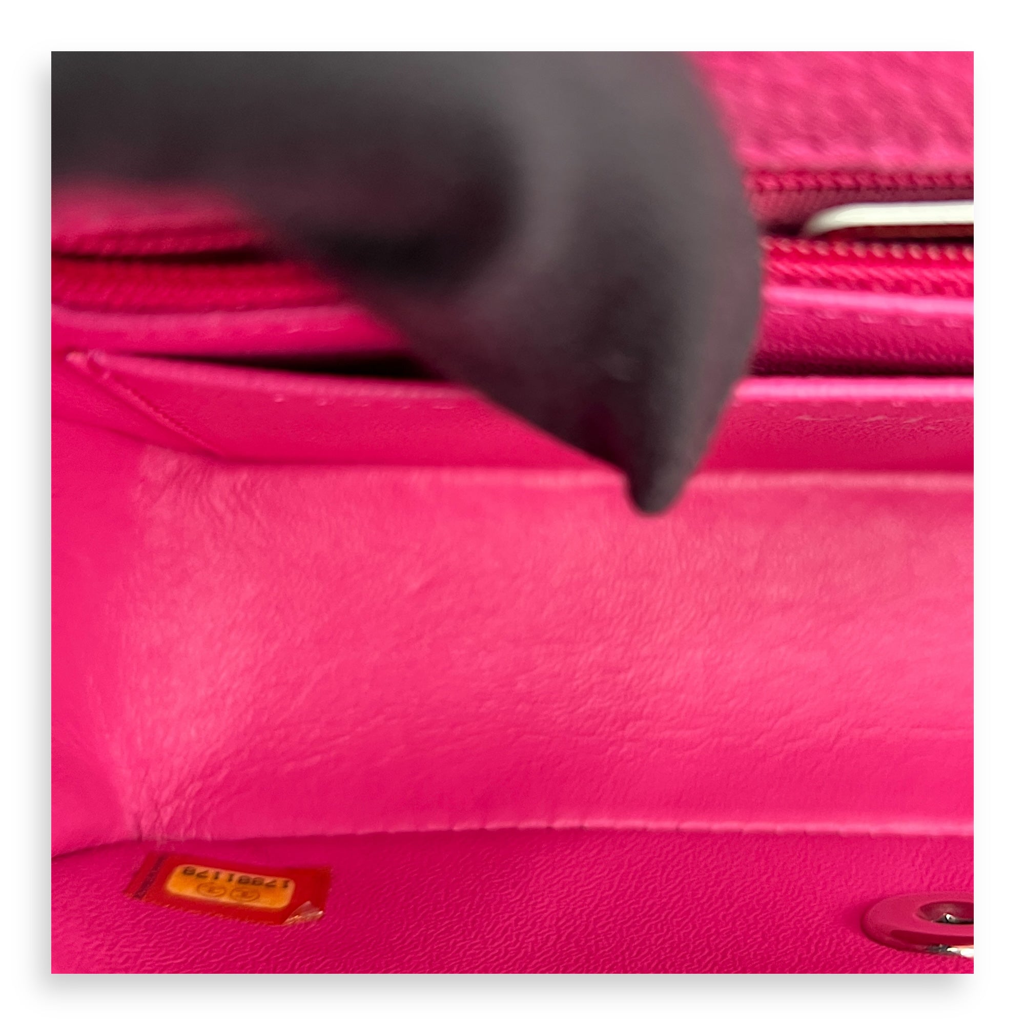 Rectangle Flap Small Pink Crossbody Bag in Caviar Leather, Silver hardware