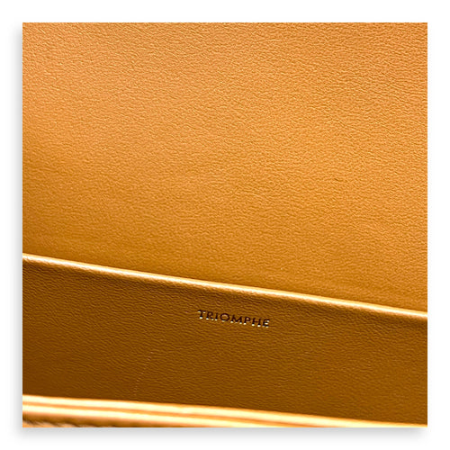 Triomphe Teen Khaki and Brown Shoulder Bag in Canvas, Gold hardware