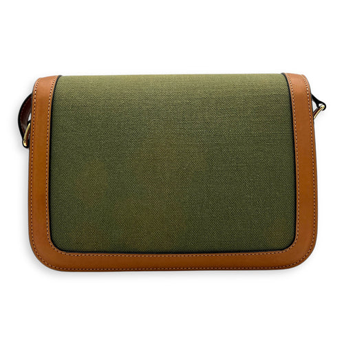 Triomphe Teen Khaki and Brown Shoulder Bag in Canvas, Gold hardware