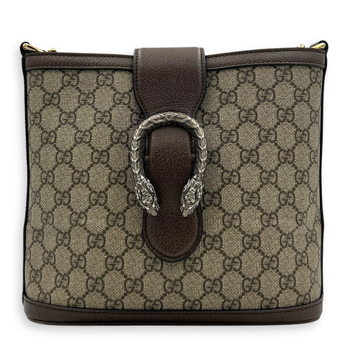 Dionysus Grey Tote Bag in Coated Canvas, Mixed hardware