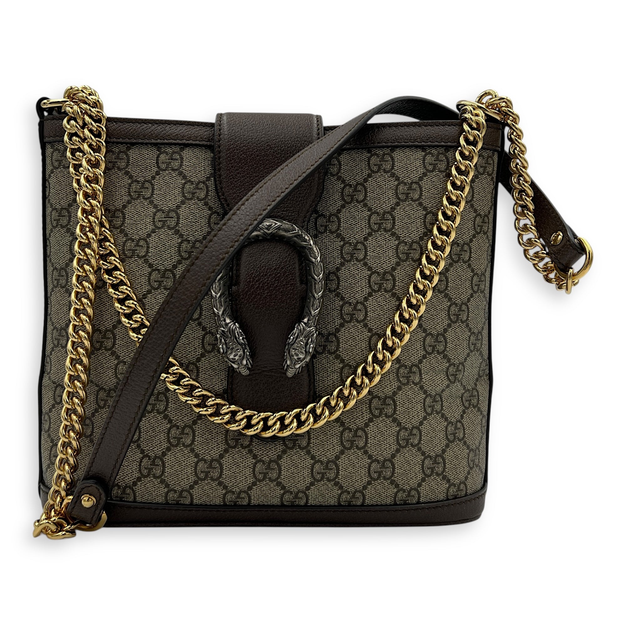 Dionysus Grey Tote Bag in Coated Canvas, Mixed hardware