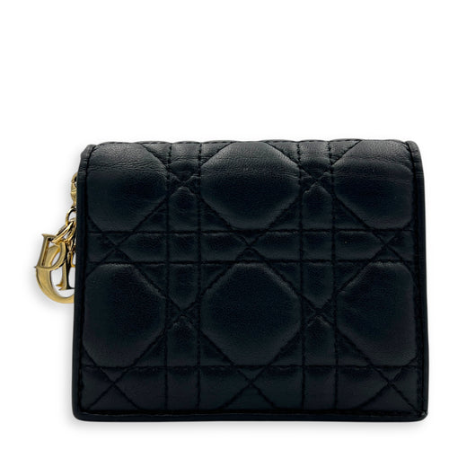 Gardenia Black Wallet in Lambskin, Gold hardware
