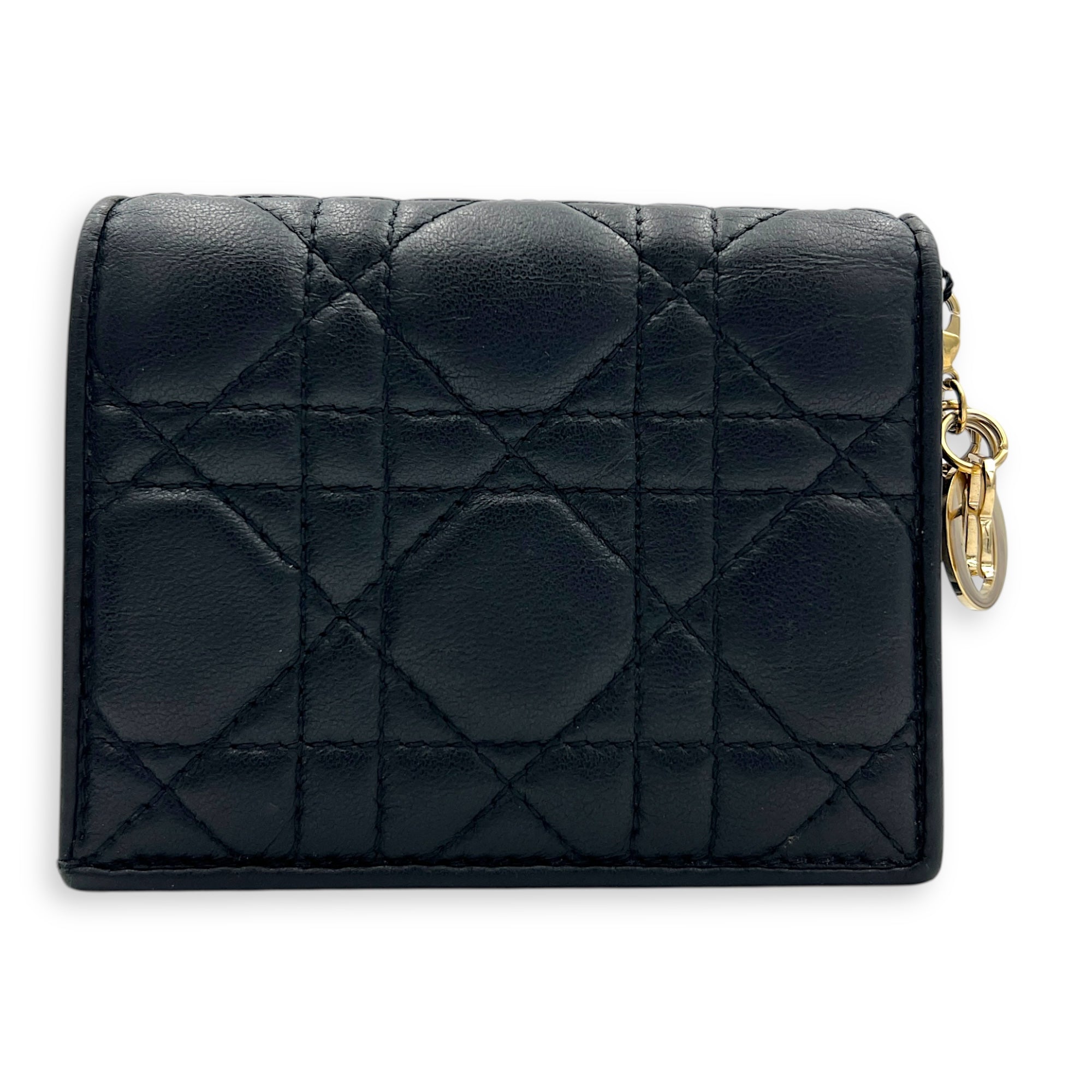 Gardenia Black Wallet in Lambskin, Gold hardware