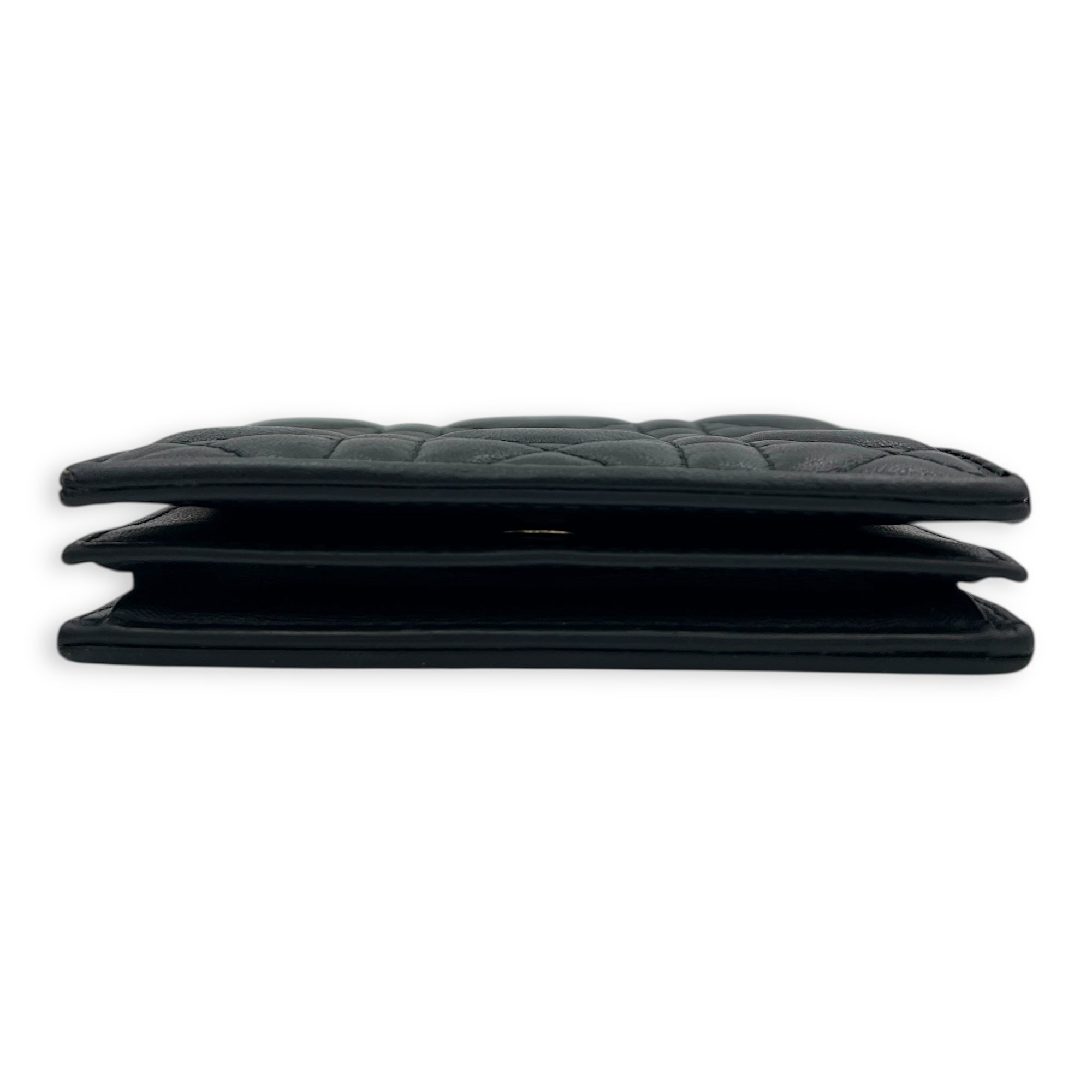 Gardenia Black Wallet in Lambskin, Gold hardware