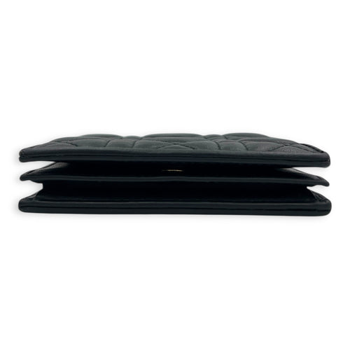 Gardenia Black Wallet in Lambskin, Gold hardware